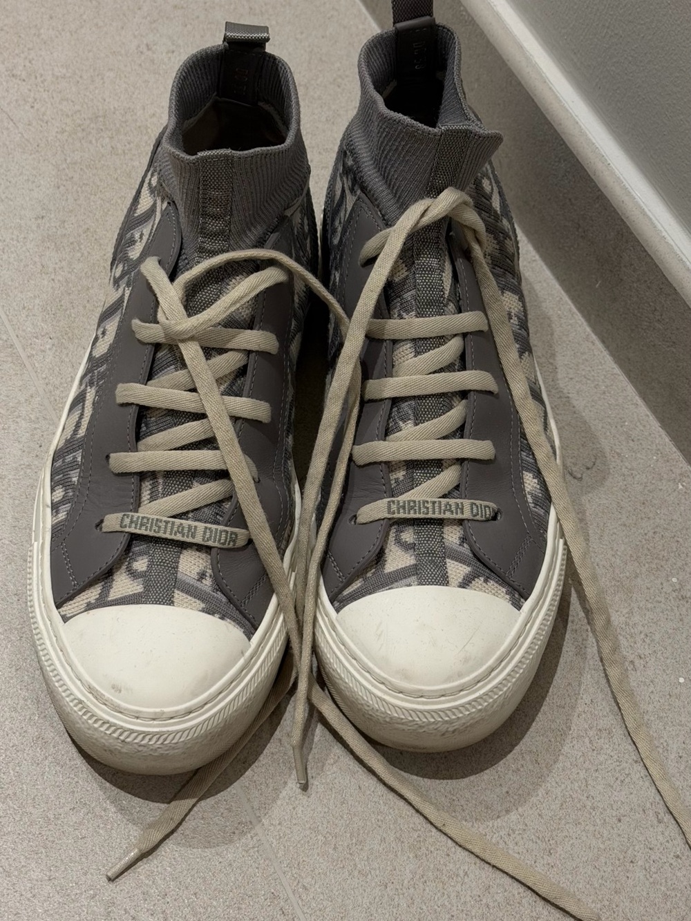 Dior Gray and White High-Top Sneakers - Picture 2 of 5